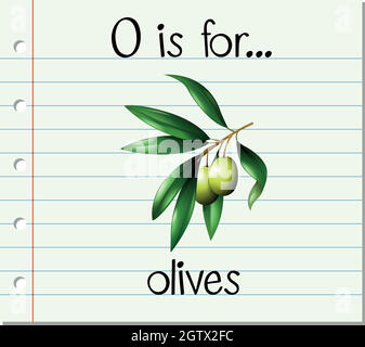 Der Buchstabe O ist für Oliven Stock Vektor