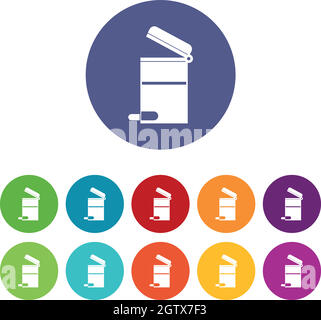 Symbole für Mülltutschen aus Stahl Stock Vektor