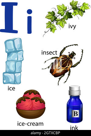 Dinge, die mit dem Buchstaben I beginnen Stock Vektor