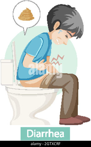Cartoon-Figur mit Durchfall-Symptome Stock Vektor