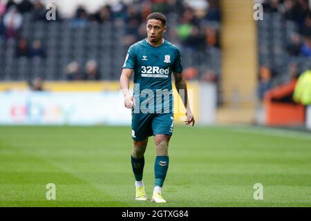 Hull, Großbritannien. Oktober 2021. Marcus Tavernier #7 von Middlesbrough in Hull, Vereinigtes Königreich am 10/2/2021. (Foto von Ben Early/News Images/Sipa USA) Quelle: SIPA USA/Alamy Live News Stockfoto