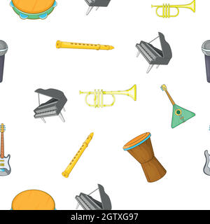 Musikinstrument-Muster, Cartoon-Stil Stock Vektor