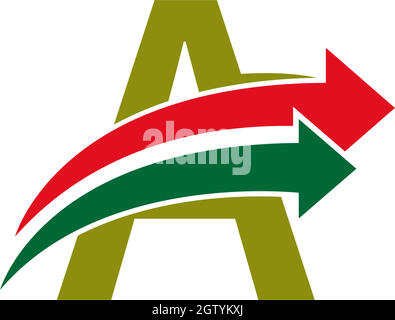 Doppelpfeil vorne Buchstabe Ein Symbol Logo Design Vorlage Illustration Stock Vektor