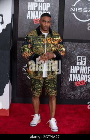 Atlanta, Usa. Oktober 2021. Nelly auf dem Roten Teppich bei den BET Hip Hop Awards 2021 in Atlanta, GA, am 1. Oktober 2021. (Foto: Mike Ware/Sipa USA) Quelle: SIPA USA/Alamy Live News Stockfoto