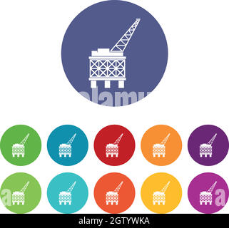 Symbole für Ölplattform-Sets Stock Vektor