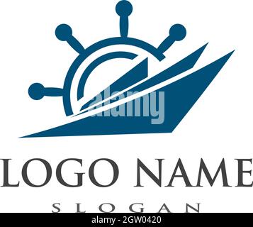 Kreuzfahrtschiff Logo Vorlage vektor Icon Design Stock Vektor