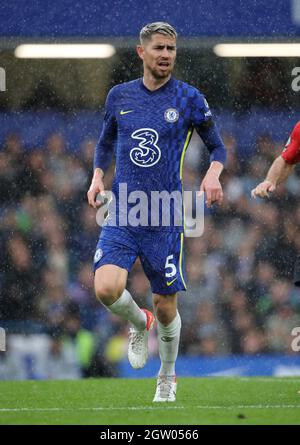 London, Großbritannien. Oktober 2021. Jorgingeinschließlich (C) beim EPL-Spiel Chelsea gegen Southampton, im Stamford Bridge Stadium, London, Großbritannien, am 2. Oktober 2021. Kredit: Paul Marriott/Alamy Live Nachrichten Stockfoto