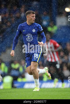 London, Großbritannien. Oktober 2021. Ross Barkley (C) beim EPL-Spiel Chelsea gegen Southampton, im Stamford Bridge Stadium, London, UK am 2. Oktober 2021. Kredit: Paul Marriott/Alamy Live Nachrichten Stockfoto