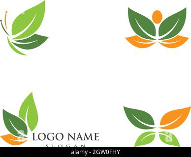 Schmetterling Blatt Logo Vorlage Vektor Symbol Design Stock Vektor