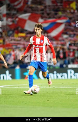 Madrid, Spanien. Oktober 2021. Joao Felix im Einsatz während des Spiels von La Liga Santander 2021/2022 zwischen Atletico de Madrid und dem FC Barcelona im Wanda Metropolitano Stadium. (Endergebnis; Atletico de Madrid 2:0 FC Barcelona) (Foto von Francis Gonzalez/SOPA Images/Sipa USA) Quelle: SIPA USA/Alamy Live News Stockfoto