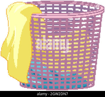Wäschekorb mit Kleidung auf weißem Hintergrund Stock Vektor