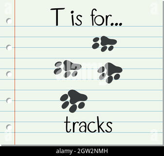 Der Buchstabe T der Flashcard ist für Spuren bestimmt Stock Vektor