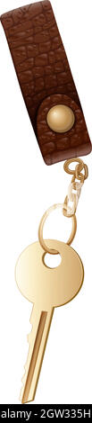 topview eines Schlüssels mit Kette Stock Vektor