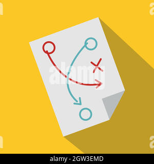 Fußball Taktik Symbol Papier, flacher Stil Stock Vektor