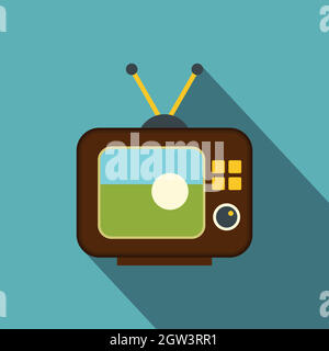 Ball auf dem Bildschirm des retro TV-Symbol, flacher Stil Stock Vektor
