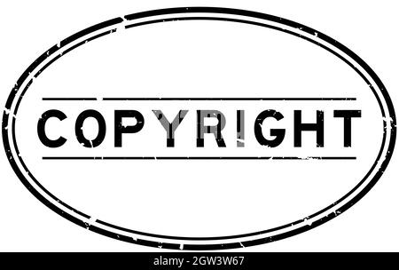 Grunge schwarz Copyright Wort oval Gummi Siegel Stempel auf weißem Hintergrund Stock Vektor