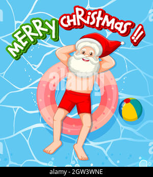 Santa Claus Entspannen Sie sich im Pool-Sommerthema Stock Vektor