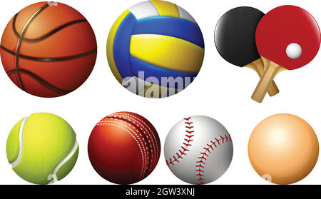 Sportbälle auf Weiß Stock Vektor