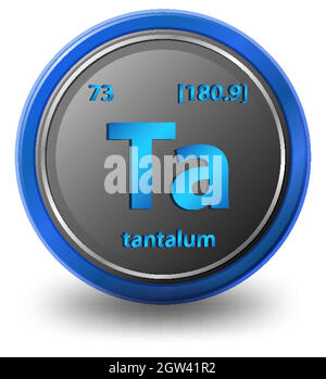 Tantal-chemisches Element. Chemisches Symbol mit Ordnungszahl und atomarer Masse. Stock Vektor