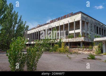 Kulturpalast Energetik - Pripyat, Tschernobyl-Sperrzone, Ukraine Stockfoto