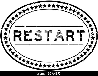 Grunge schwarz Neustart Wort oval Gummi Stempel auf weiß Hintergrund Stock Vektor