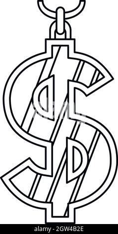 Dollar Symbol, outline Style Stock Vektor