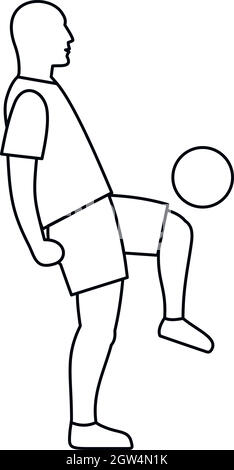 Fußball-Spieler kicken den Ball Symbol, outline Style Stock Vektor