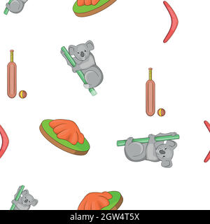 Australien Reisemuster, Cartoon-Stil Stock Vektor