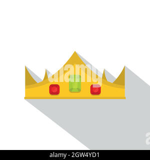Gold Royal Crown Symbol, flacher Stil Stock Vektor