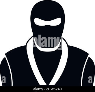 Ninja in schwarz Maske Symbol, einfachen Stil Stock Vektor