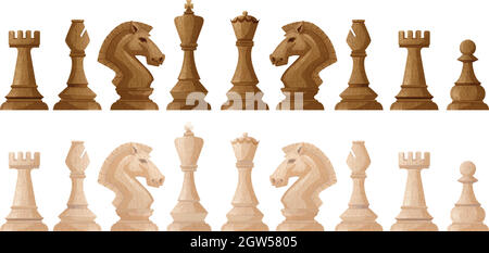 Zwei Farben von Schachfiguren Stock Vektor