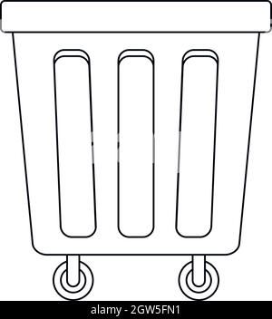 Outdoor Papierkorb mit Rädern Symbol, outline Style Stock Vektor