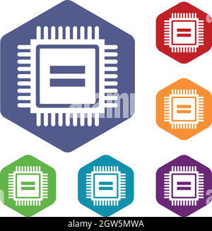 Elektronikplatine Icons set Stock Vektor