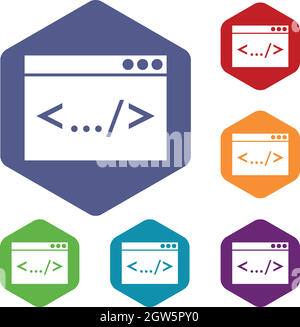 Code-Fenster Icons set Stock Vektor