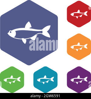 Rotfeder Fisch Icons set Stock Vektor