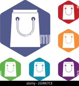 Papier Tasche Icons set Stock Vektor