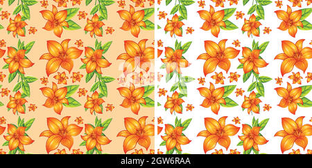 Nahtloser Hintergrund mit orangen Blumen Stock Vektor