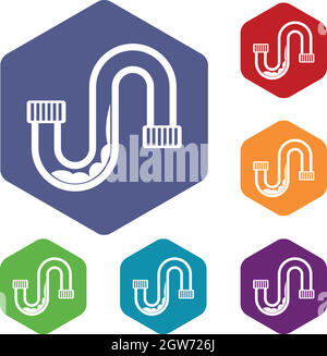 Verstopfen Sie im Rohr Icons set Stock Vektor