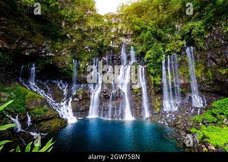 Wasserfall von Grand Galet, Langevin an der Insel Reunion Stockfoto