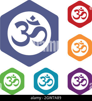 Symbol Aum Icons set Stock Vektor