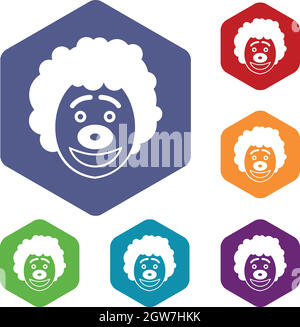 Clown Kopf Icons set Stock Vektor