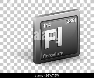 Chemisches Element von Flerovium. Chemisches Symbol mit Ordnungszahl und atomarer Masse. Stock Vektor