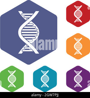 DNA-Strang Icons set Stock Vektor