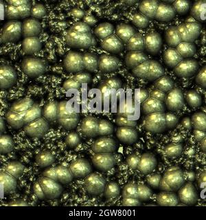 Angelaufene grüne goldene metallische Blasen von Kugeln nahtlose Textur 3D-Illustration Stockfoto