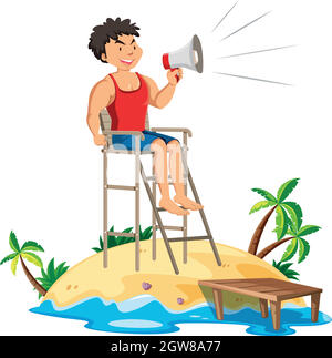 Ein Fit Lifeguard mit Megaphon Stock Vektor