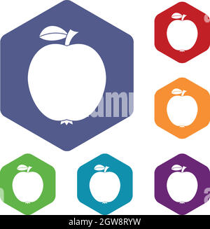 Schwarzen Apple Icons set Stock Vektor