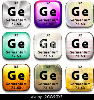 Eine Schaltfläche mit dem chemischen Element Germanium Stock Vektor