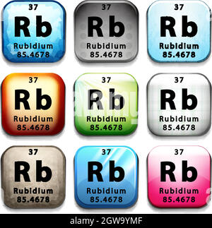 Ein Symbol mit der Chemikalie Rubidium Stock Vektor