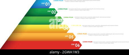 Bunte Regenbogen Infografiken Pyramide Stock Vektor