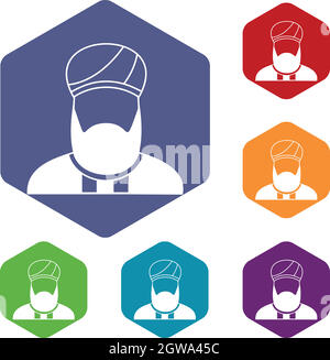 Muslimischen Prediger Icons set Stock Vektor